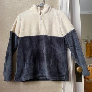 Charcoal/White Faux Fur Pullover